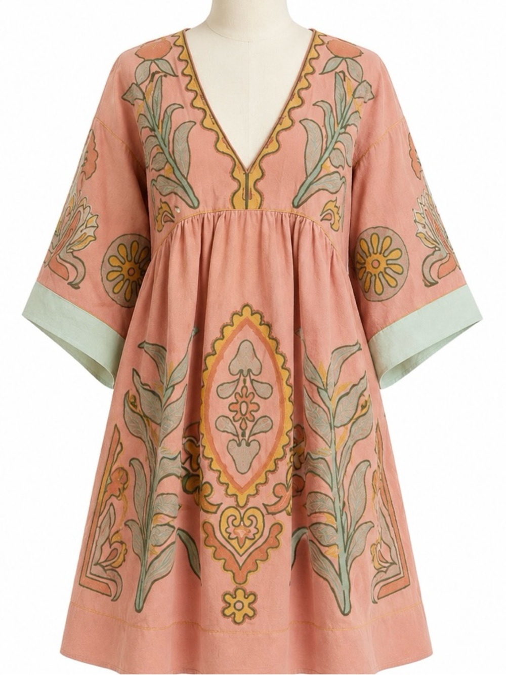 Sunday Up BOHO 3/4 sleeve EMBROIDERY DRESS